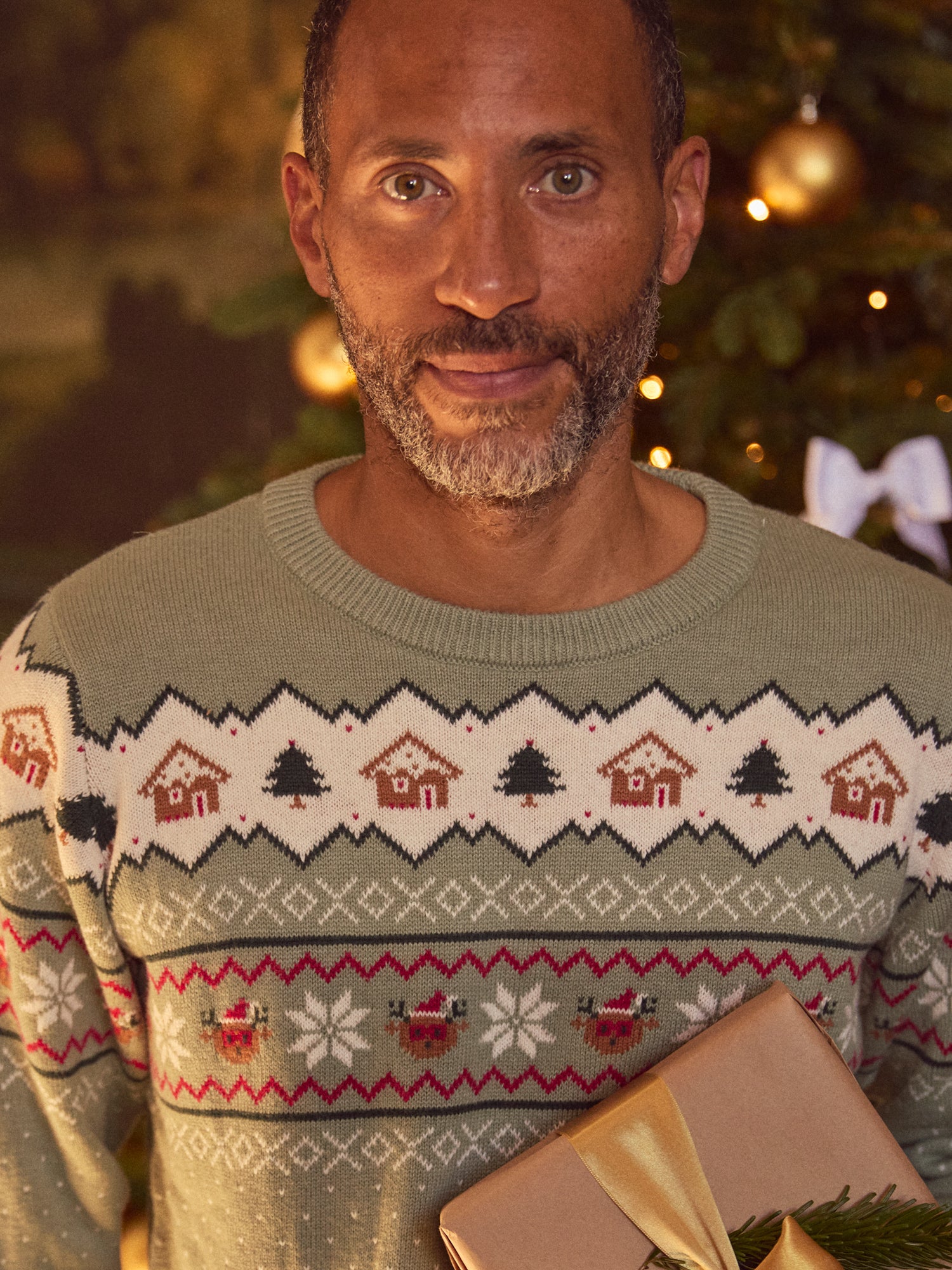 Salbei grüner Weihnachts-Pullover für Herren