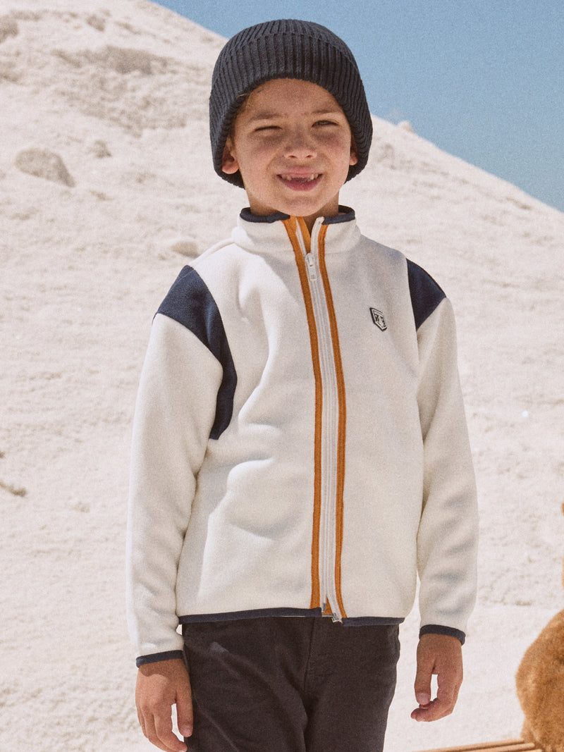 Weißes Jungen-Westen mit Reißverschluss