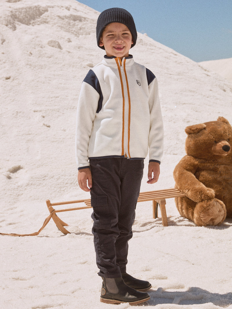 Weißes Jungen-Westen mit Reißverschluss