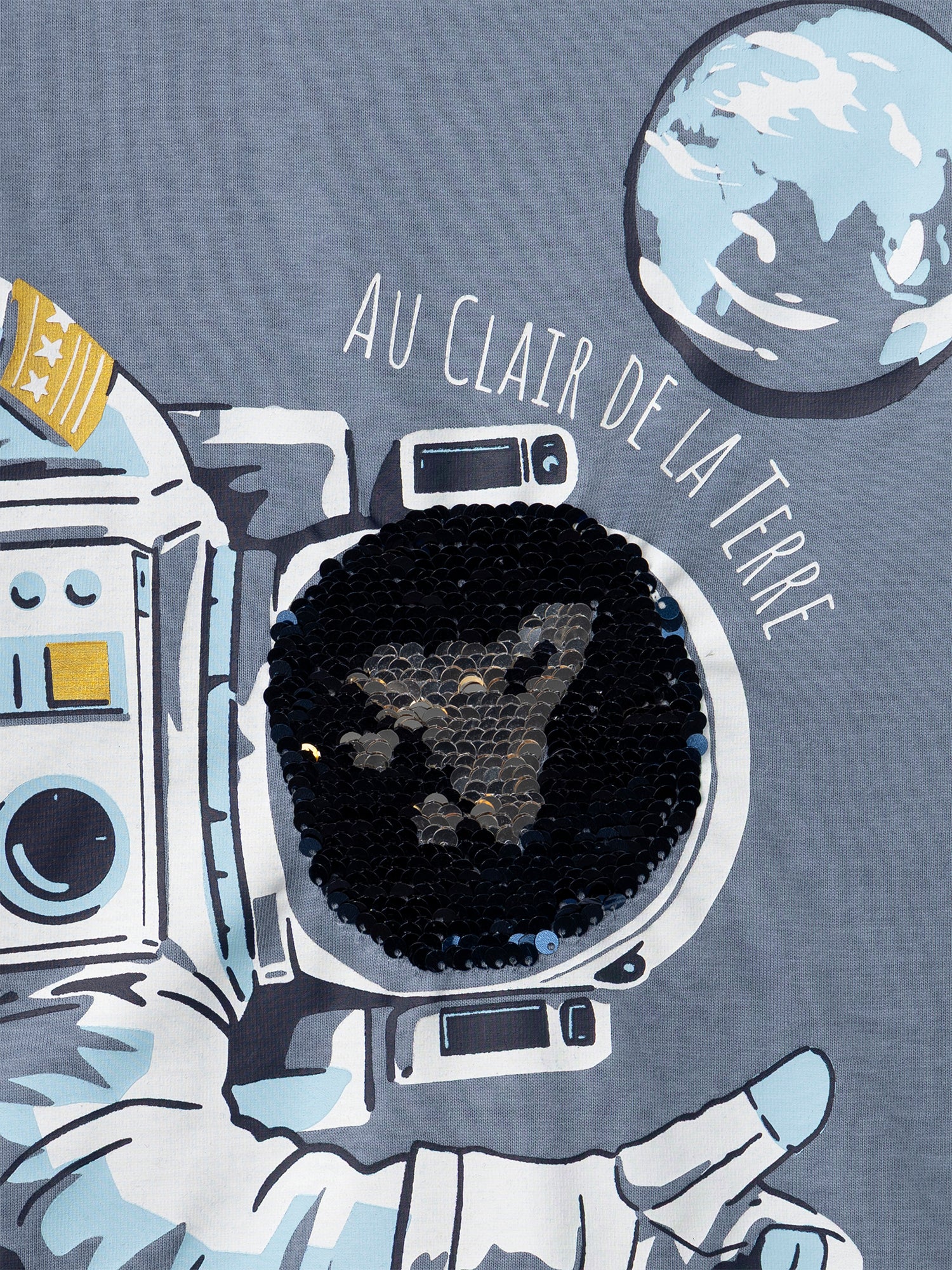 Langarm-T-Shirt grau mit Astronauten-Print für Jungen