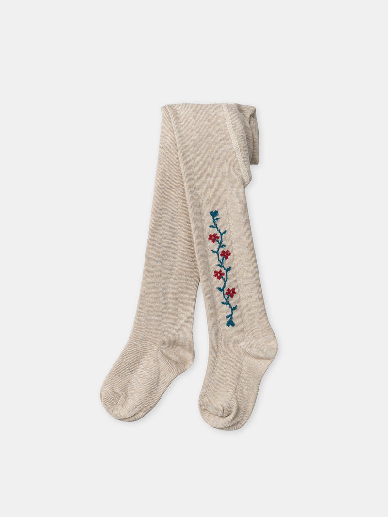 Beige gemusterte Strumpfhose für Mädchen