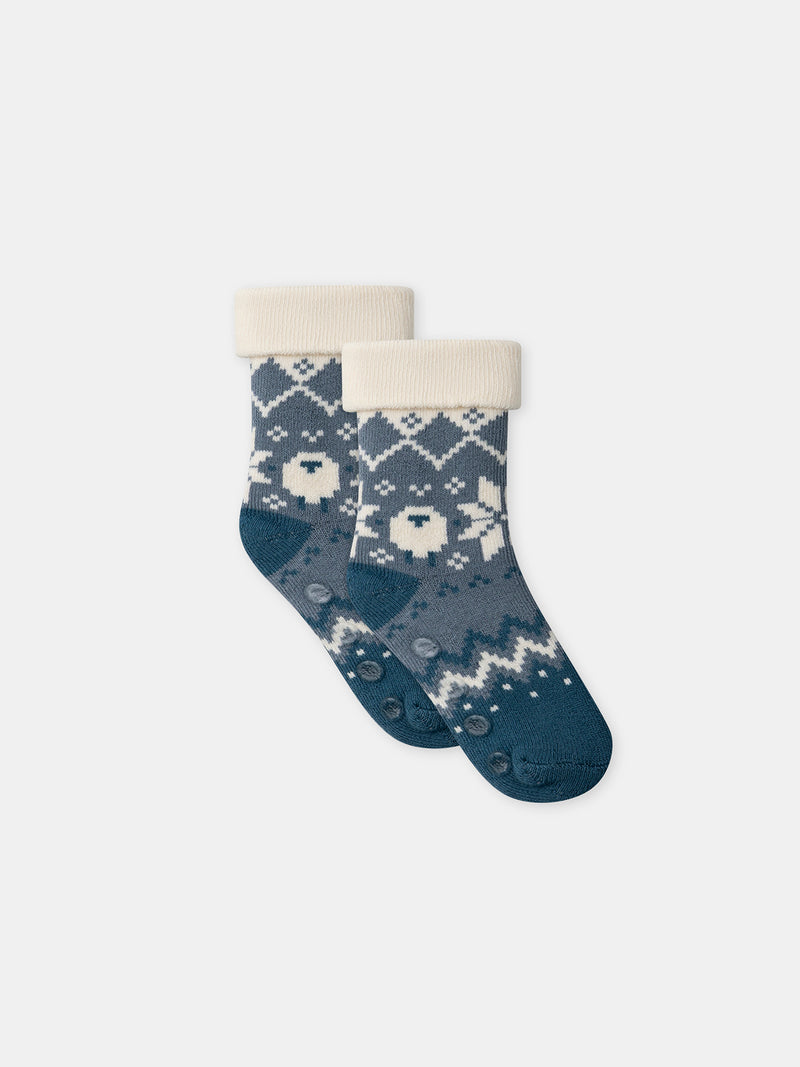 Rutschfeste, dreifarbige Socken für Jungen
