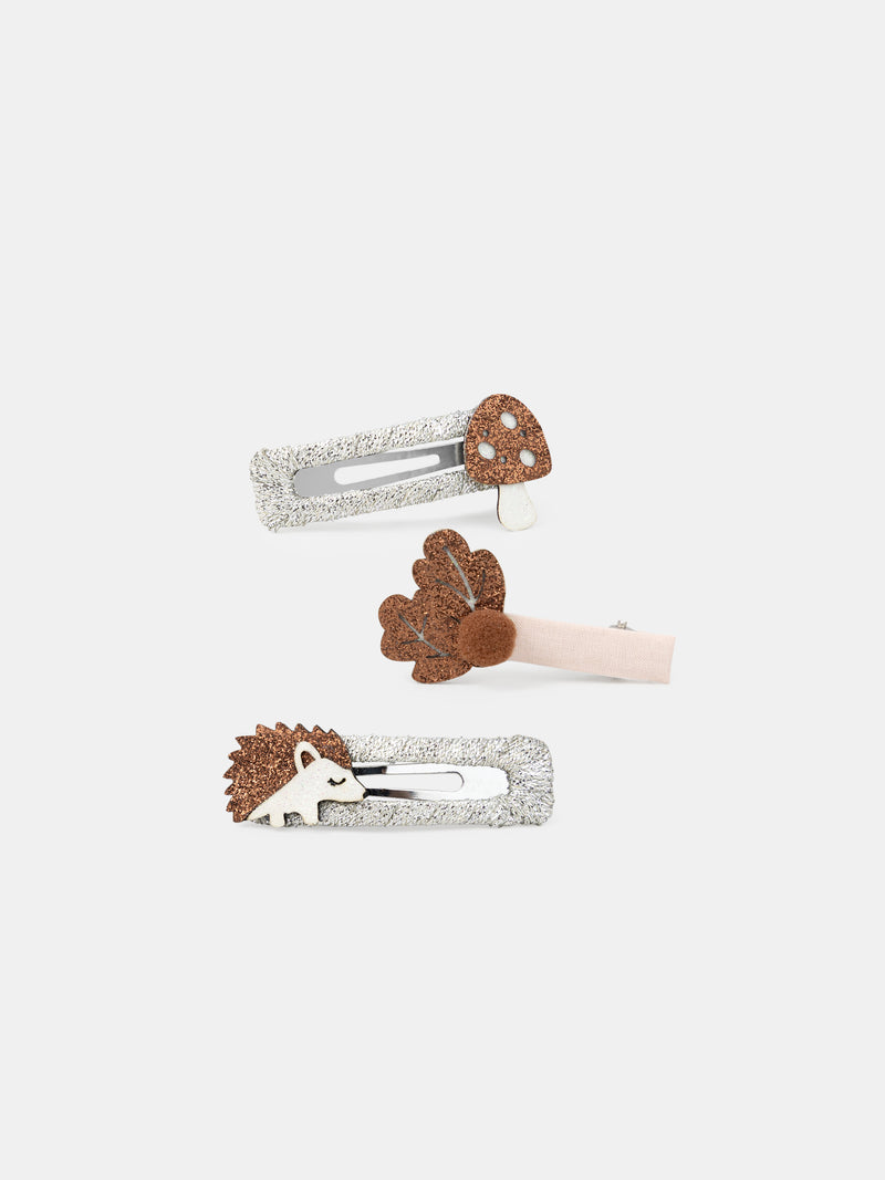 Set von 3 glitzernden Haarspangen für Mädchen