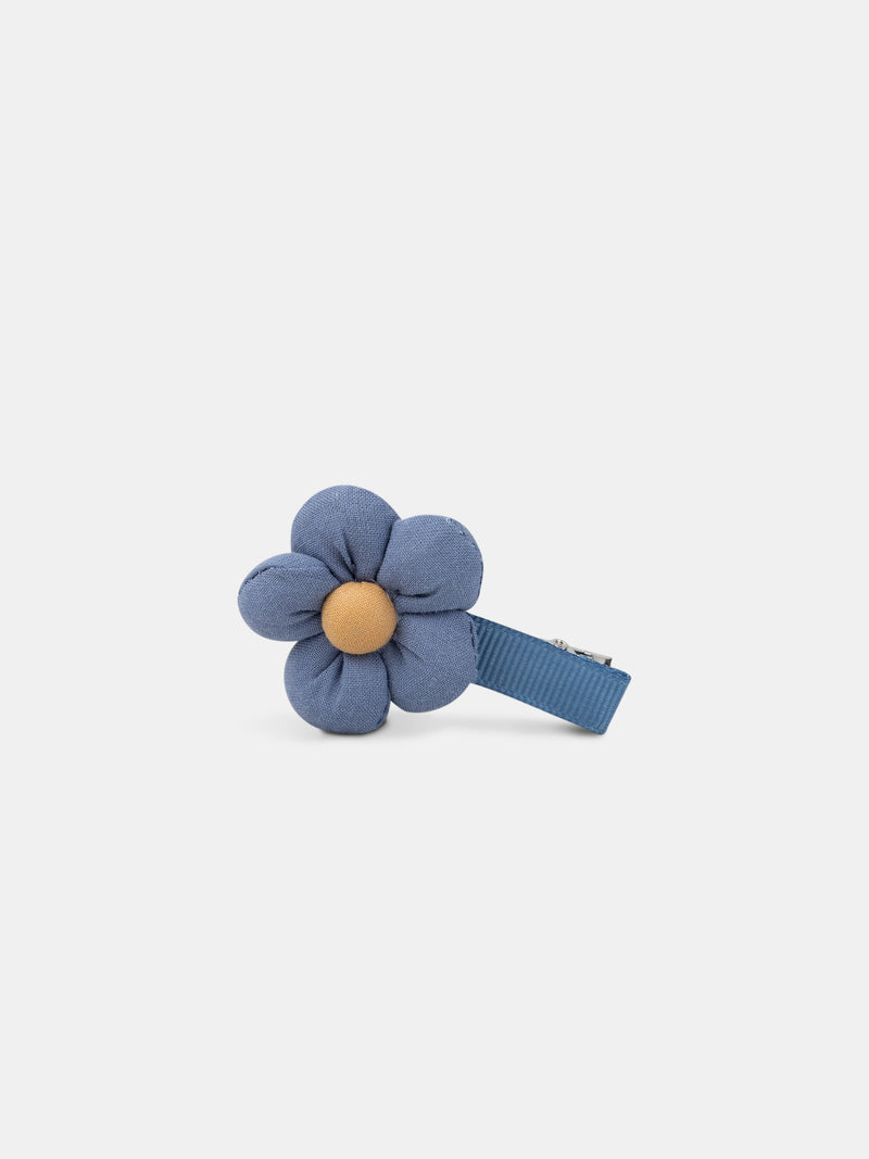 2 blaue Haarspangen mit Blumen für Mädchen