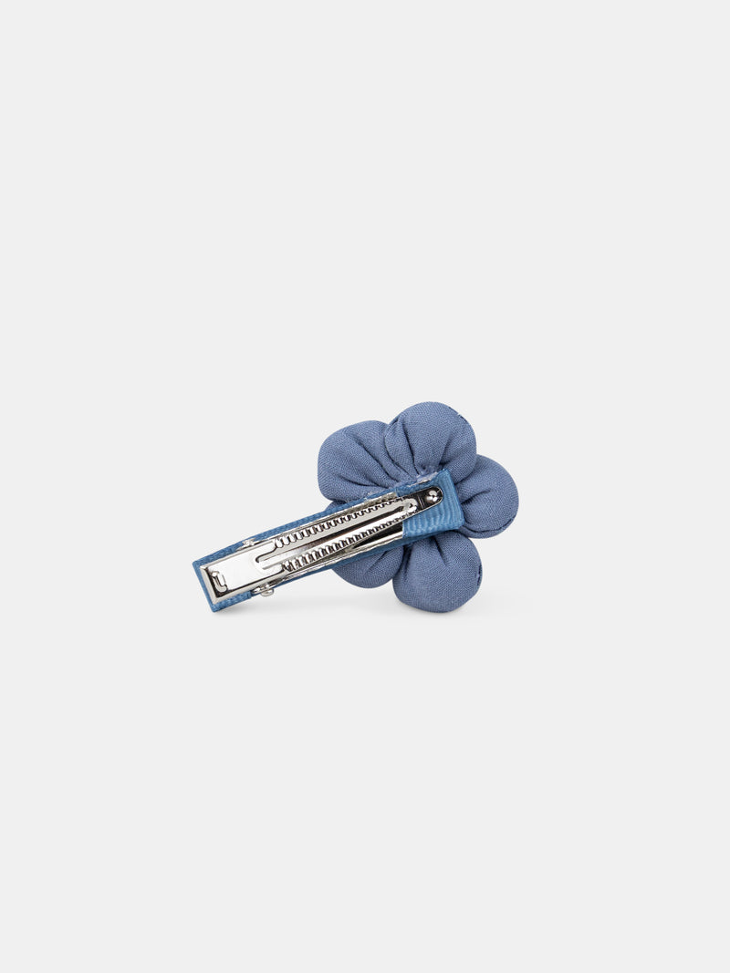 2 blaue Haarspangen mit Blumen für Mädchen