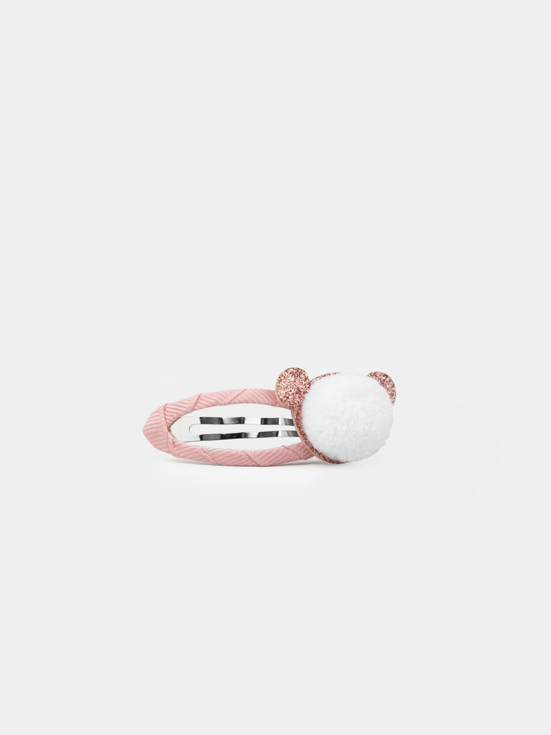 2 rosa Pompon Clips Bär für Mädchen