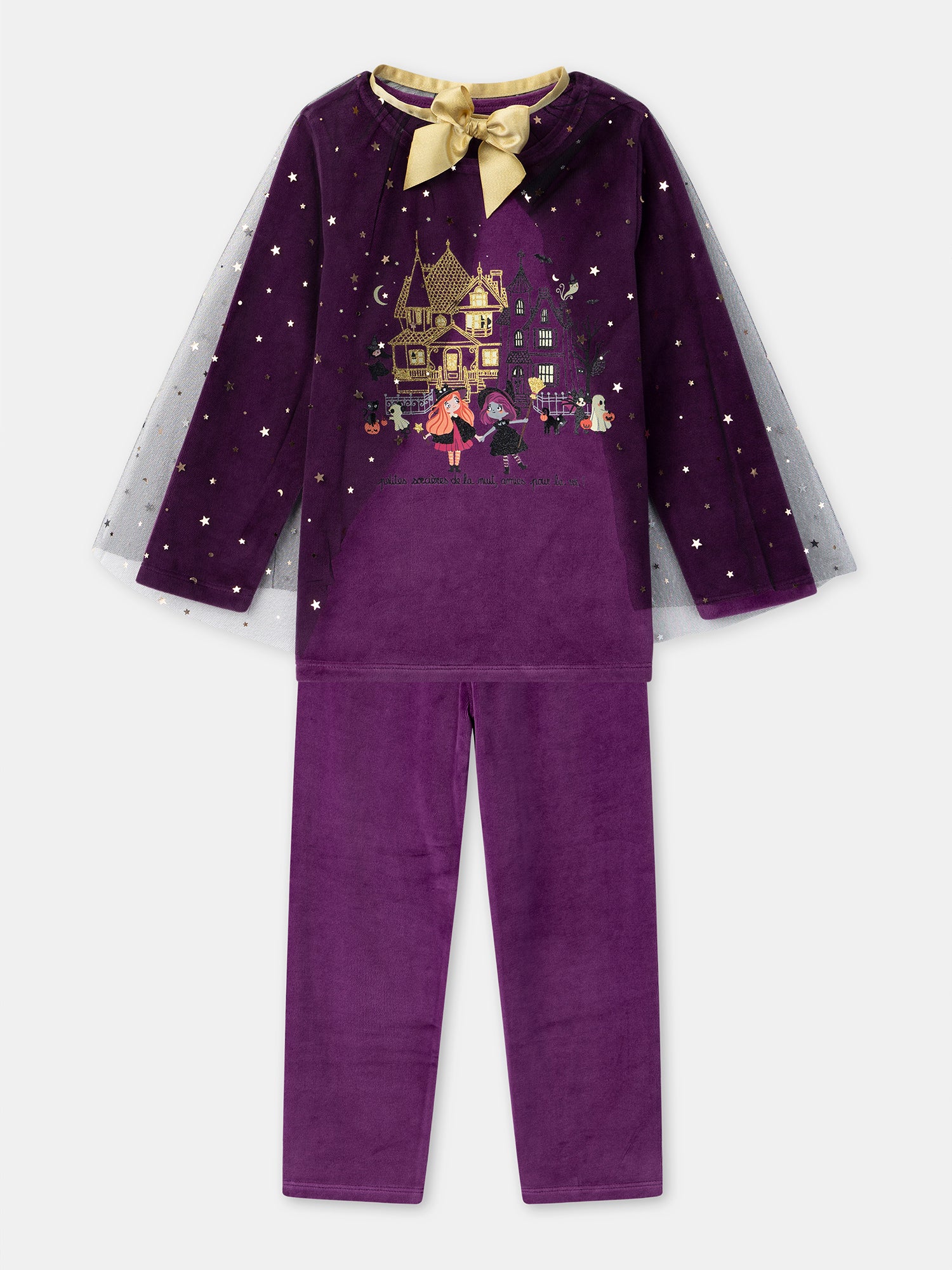 Pyjama violet en velours + Cape Fille