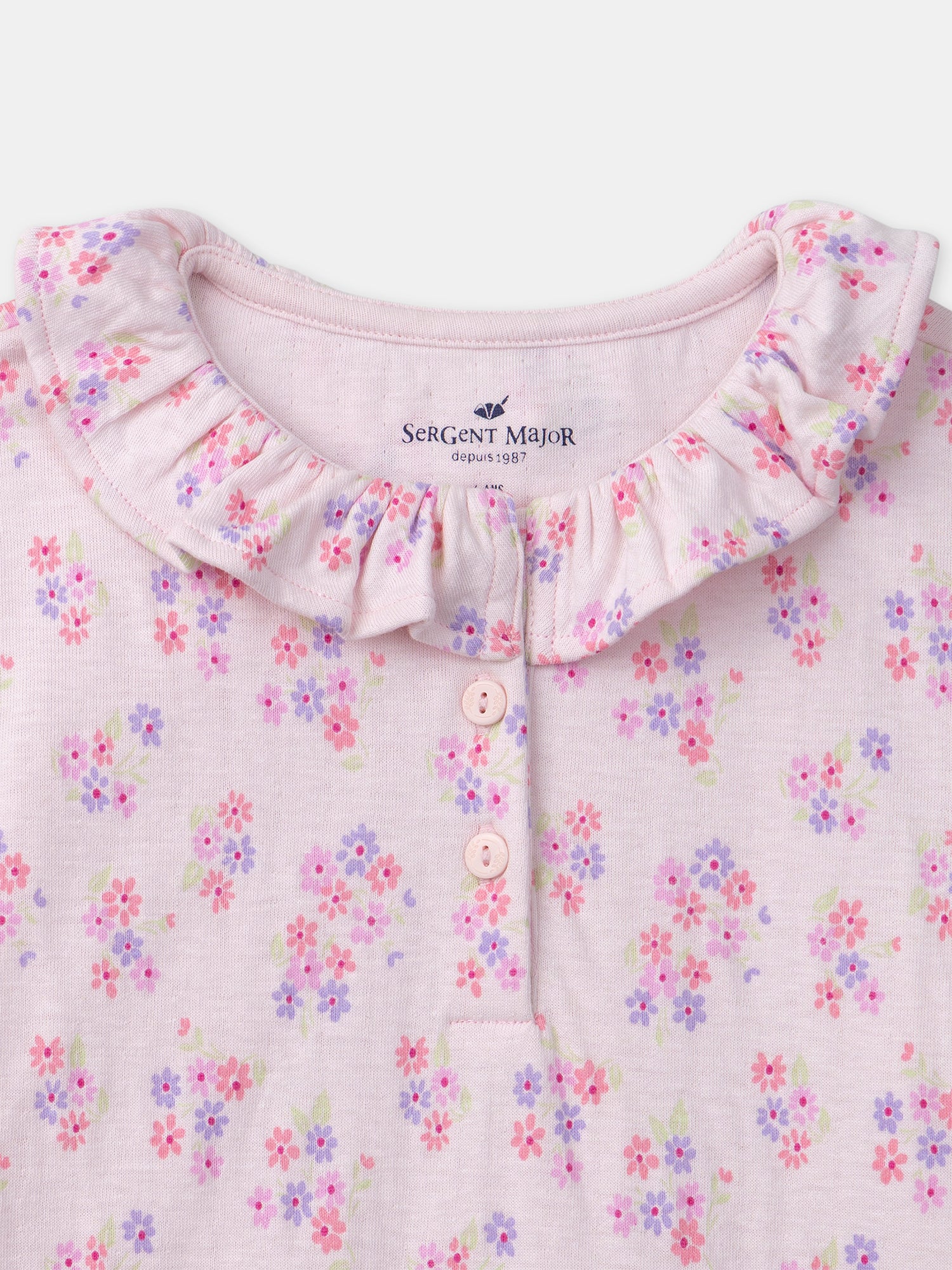Pyjama rose imprimé fleuri Fille