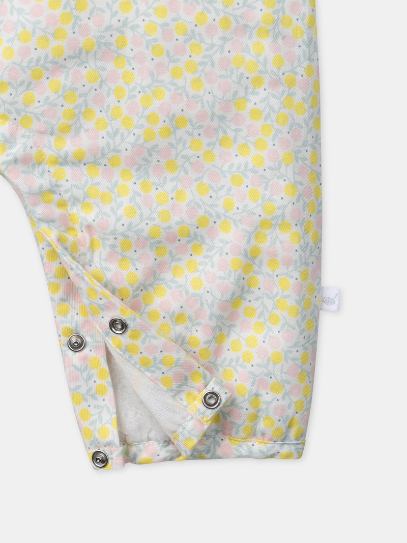 Blumiges Set: Kombi + Ecru Body + Socken mit Schleife Geburts Mädchen