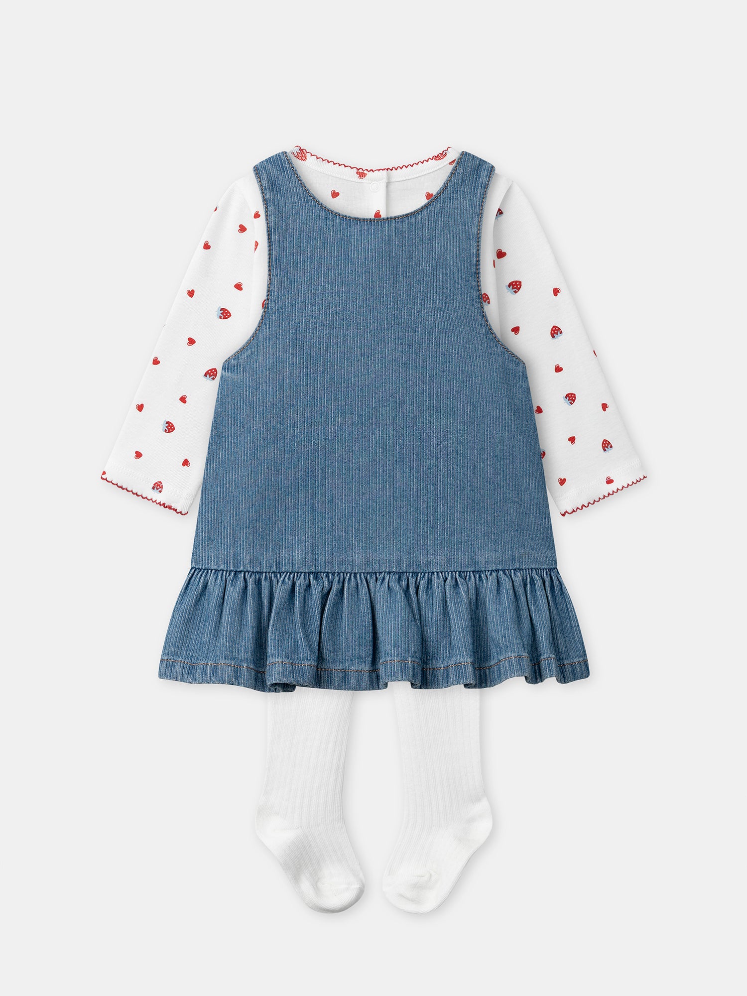 Set T-Shirt + Latzkleid + Strumpfhose für Mädchen