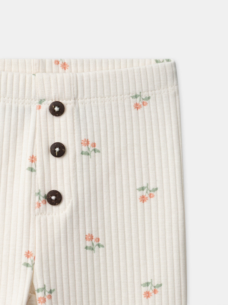 Ivory Floral Print Leggings für Mädchen