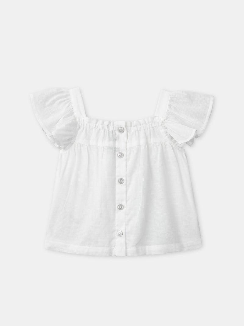 Blouse écrue à broderies fleurs Bébé Fille