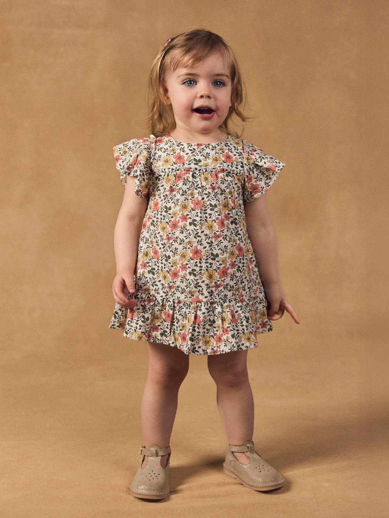 Kleid + Blumendruck-Bloomer für Baby-Mädchen