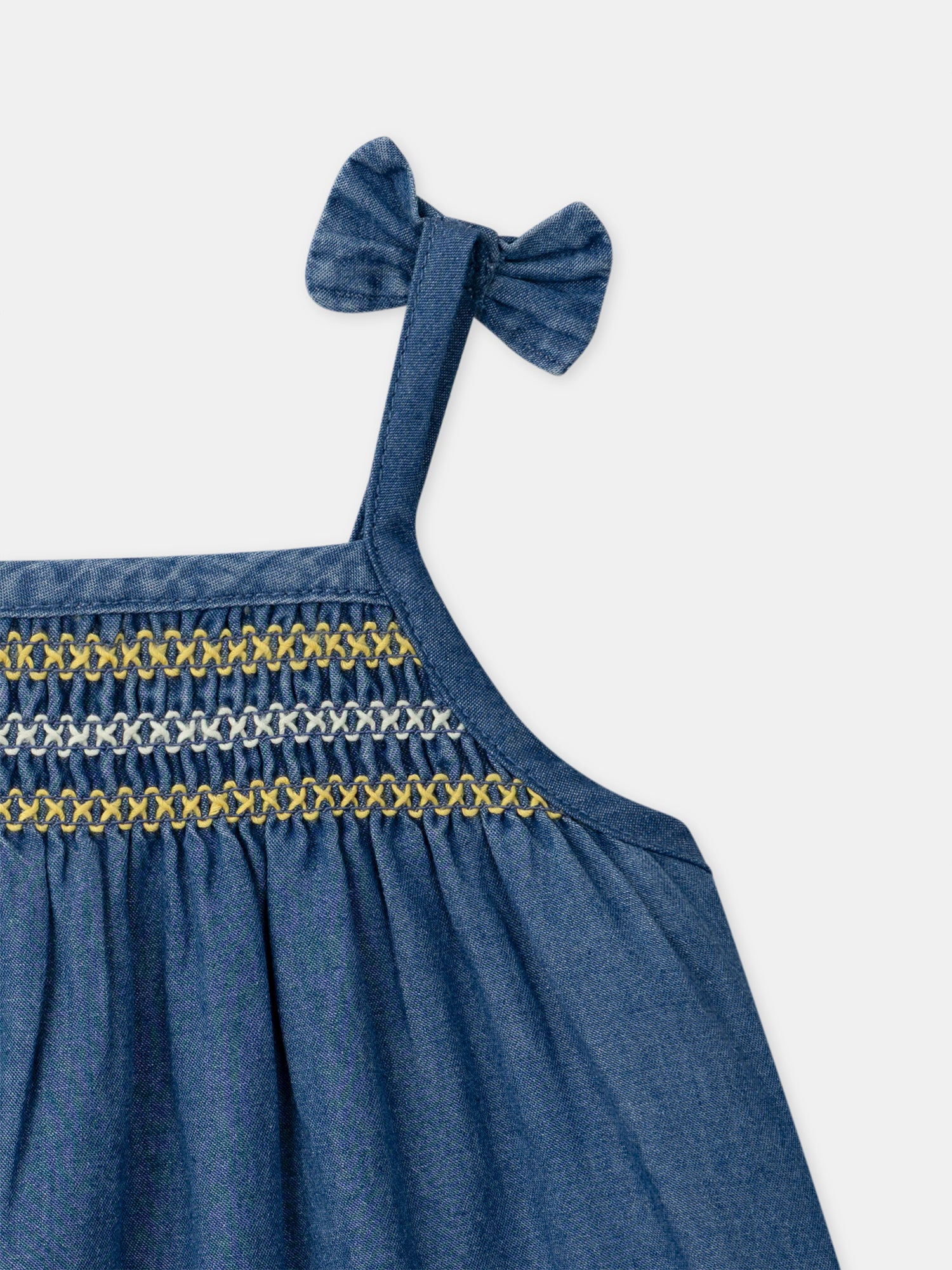 Denim-Kleid mit Zitronen-Stickereien für Baby-Mädchen