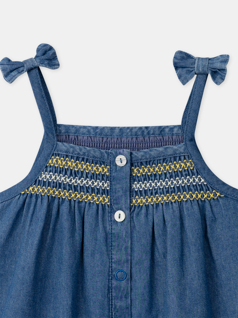 Denim-Kleid mit Zitronen-Stickereien für Baby-Mädchen