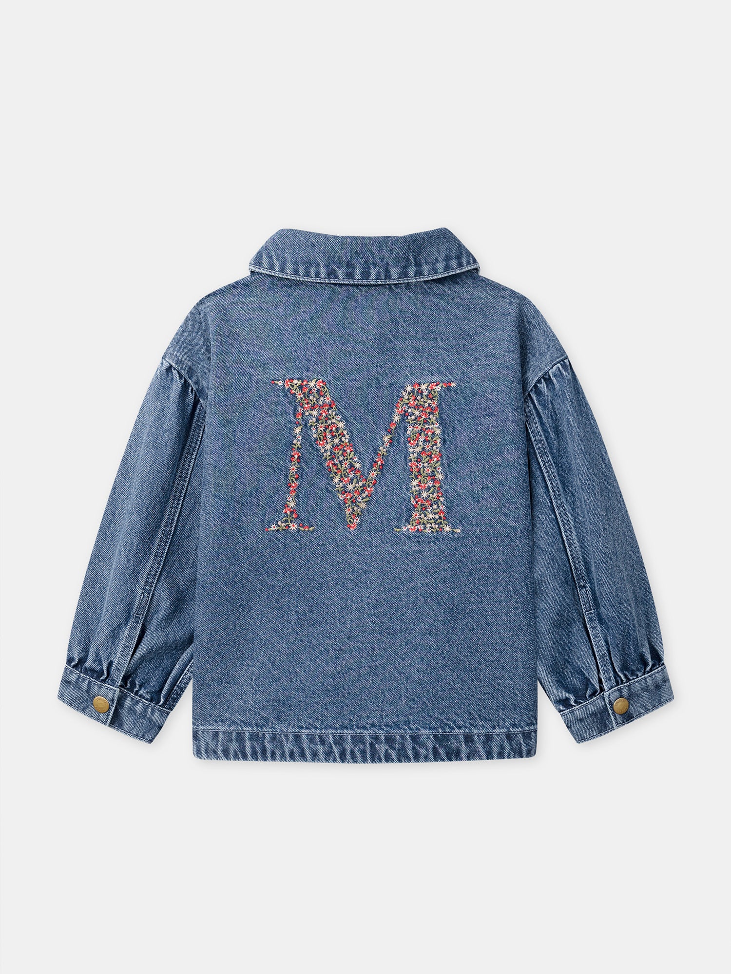 "Jeansjacke mit ""M"" Stickerei für Mädchen"