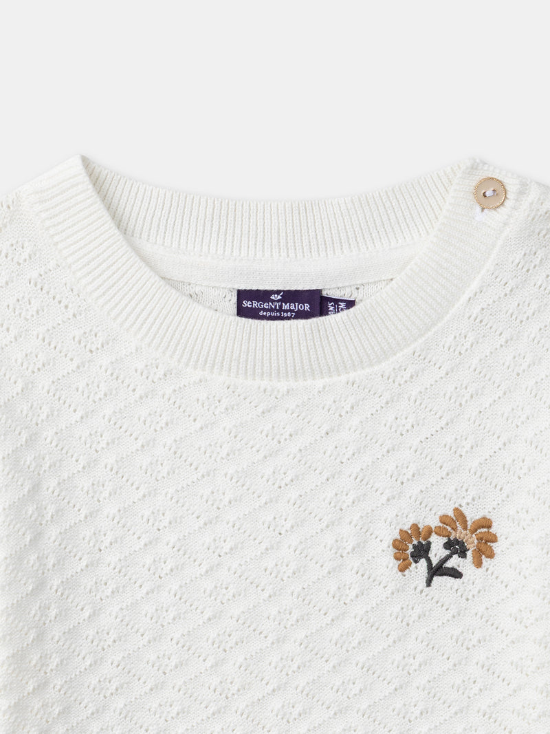 Ecru-Mädchenstrickshirt