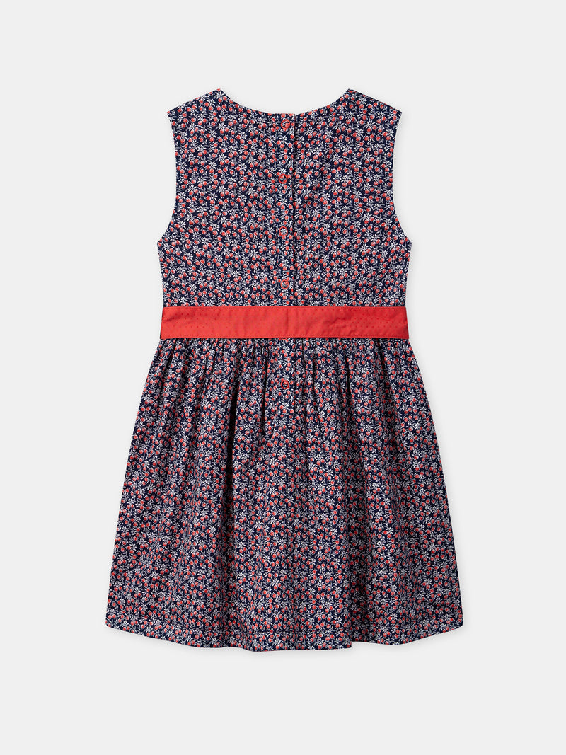 Wendbares rotes oder blumenbedrucktes Kleid für Mädchen