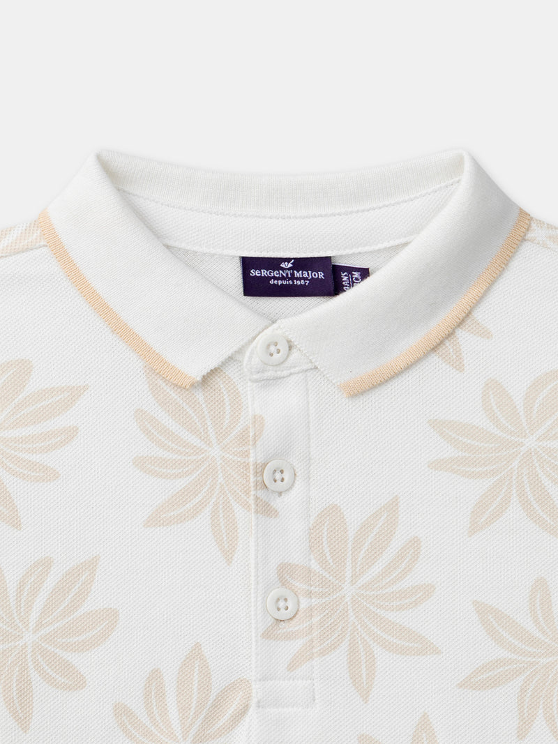 Creme Polo mit Palmbaum-Muster für Jungen