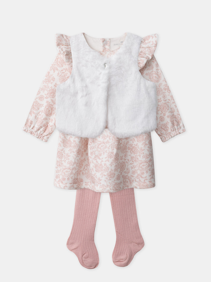 Set Kleid + Weste + Strumpfhosen Geburt Mädchen
