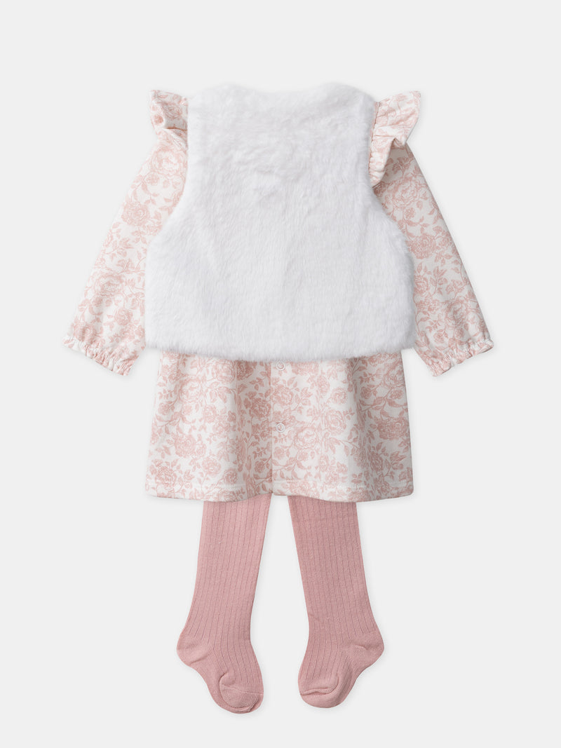 Set Kleid + Weste + Strumpfhosen Geburt Mädchen