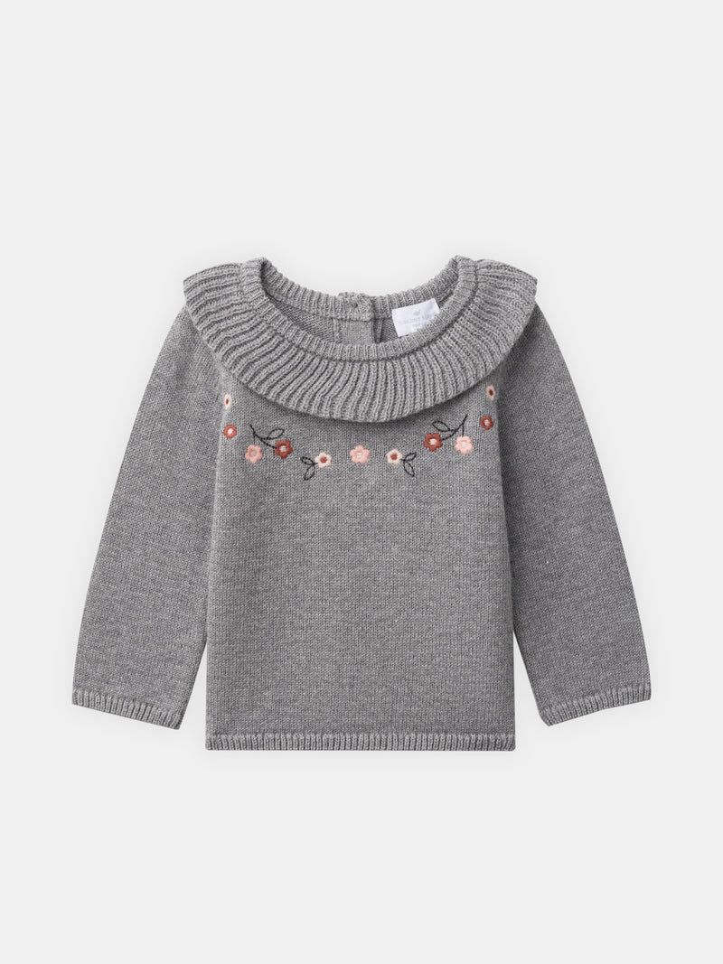 Ensemble Pullover und Hose grau Geburt Mädchen