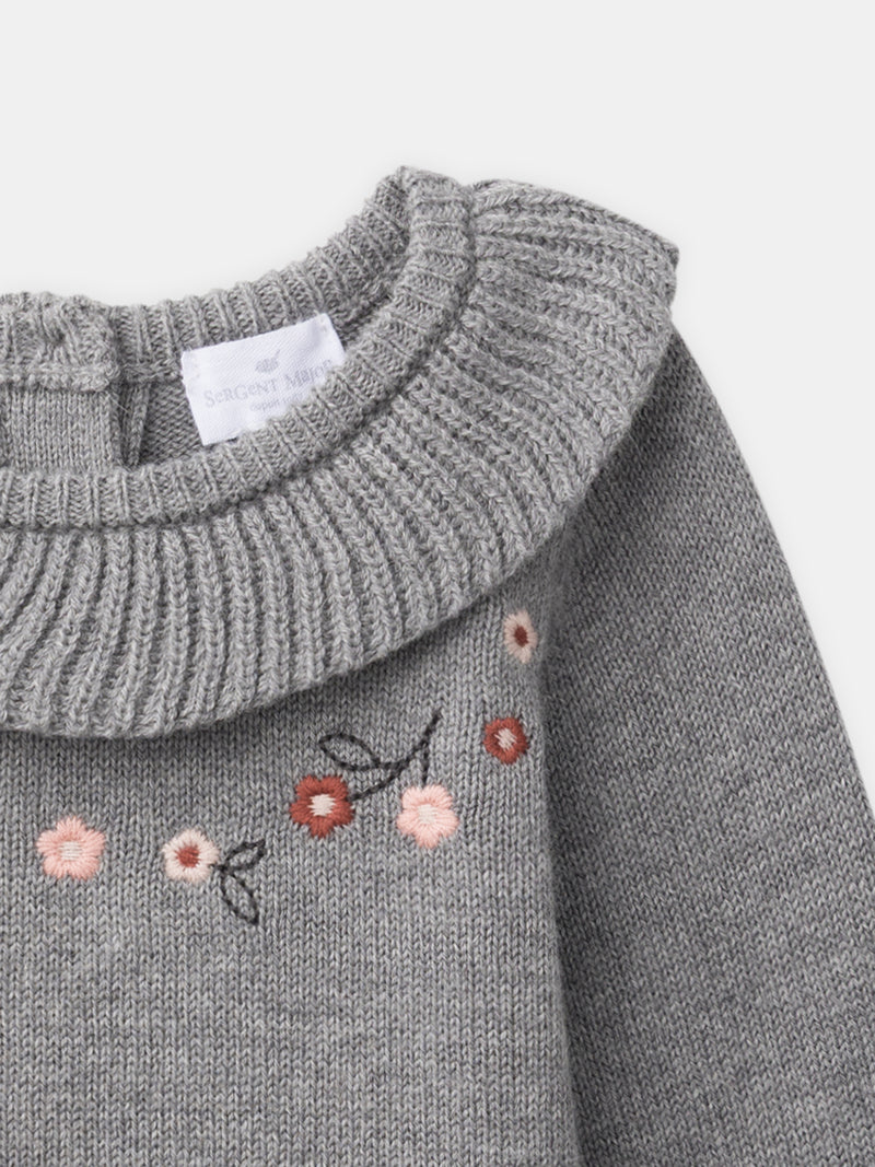 Ensemble Pullover und Hose grau Geburt Mädchen