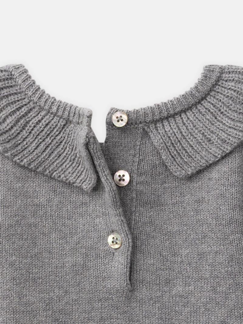 Ensemble Pullover und Hose grau Geburt Mädchen