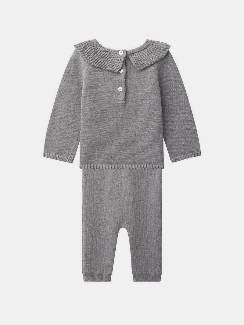 Ensemble Pullover und Hose grau Geburt Mädchen