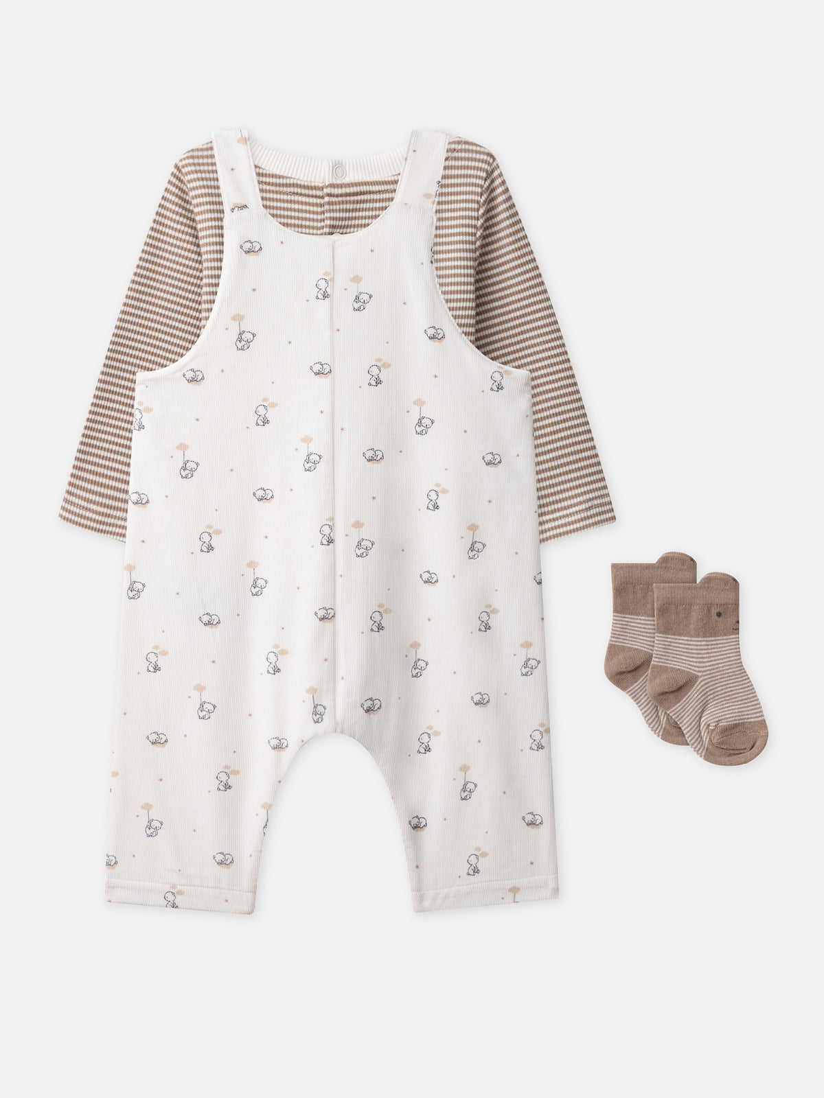 Ensemble Latzhose + Body + Socken Geburt Junge