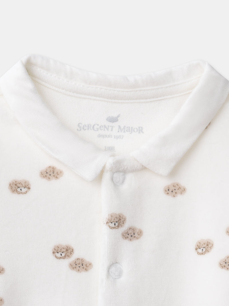 Ecru Overall mit Schafen und Wolkenprint Geburt Junge
