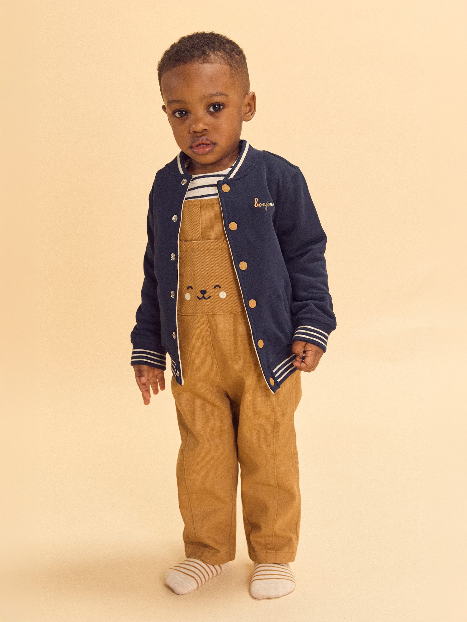 Teddy réversible bleu marine ou écru imprimé chiens Bébé Garçon