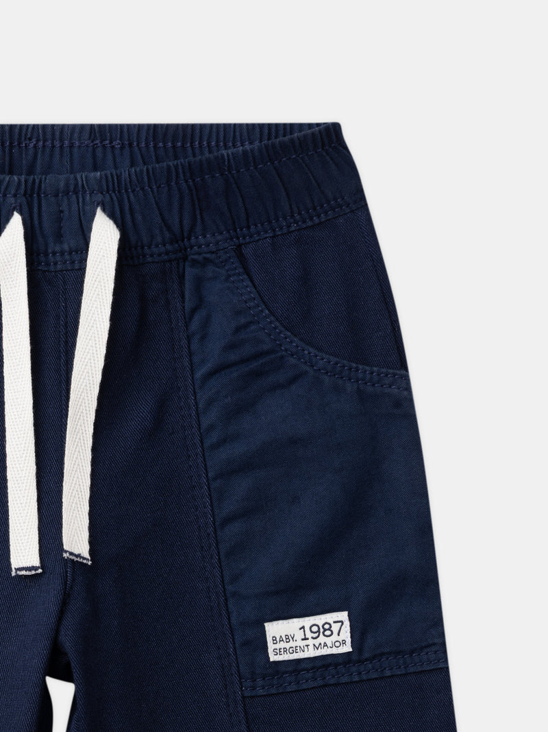 Marineblaue Hose mit Tierstickerei für Baby Jungen