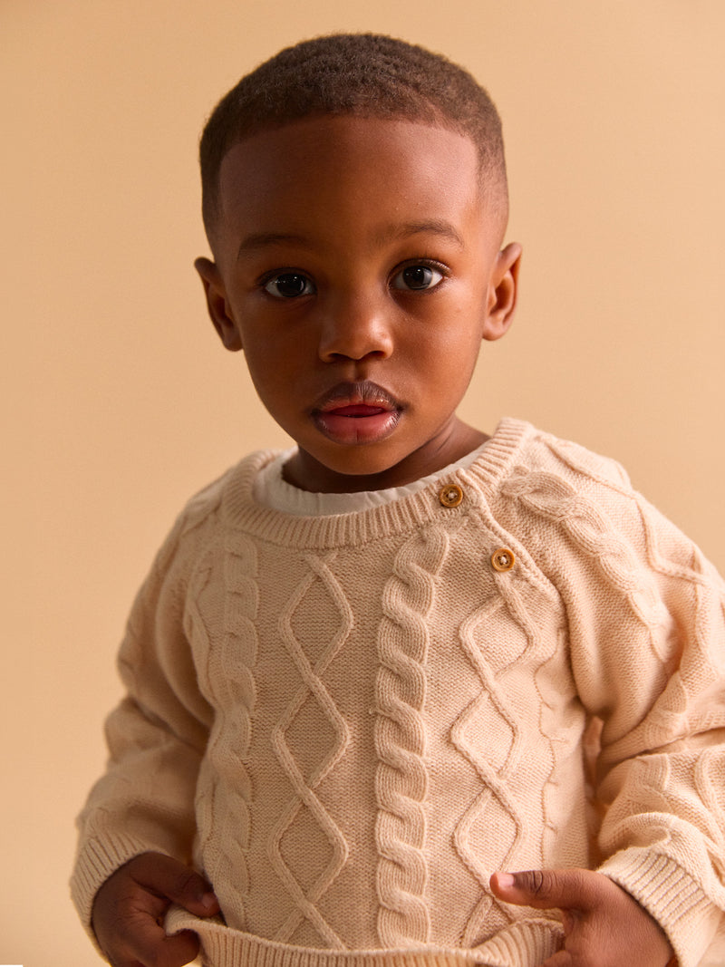 Beige-zopfmuster-Pullover-Baby-Junge