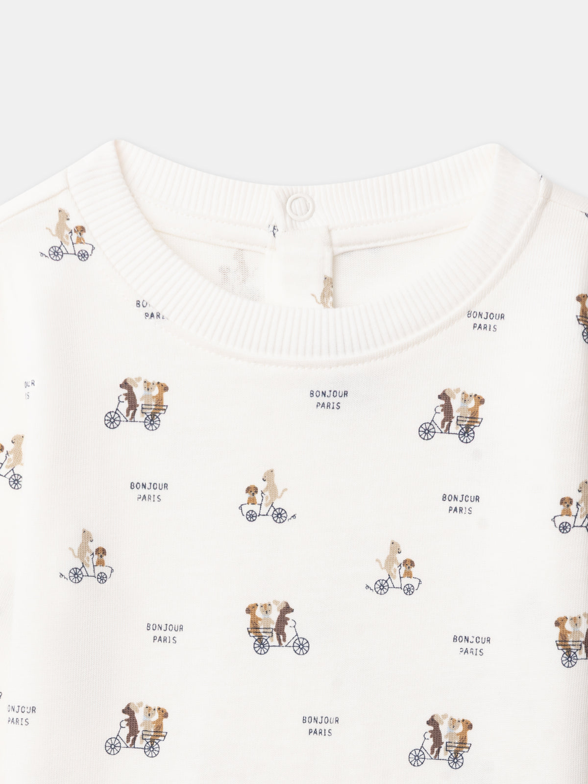 Ecru-T-Shirt mit Tierdruck und langen Ärmeln für Babys Jungen