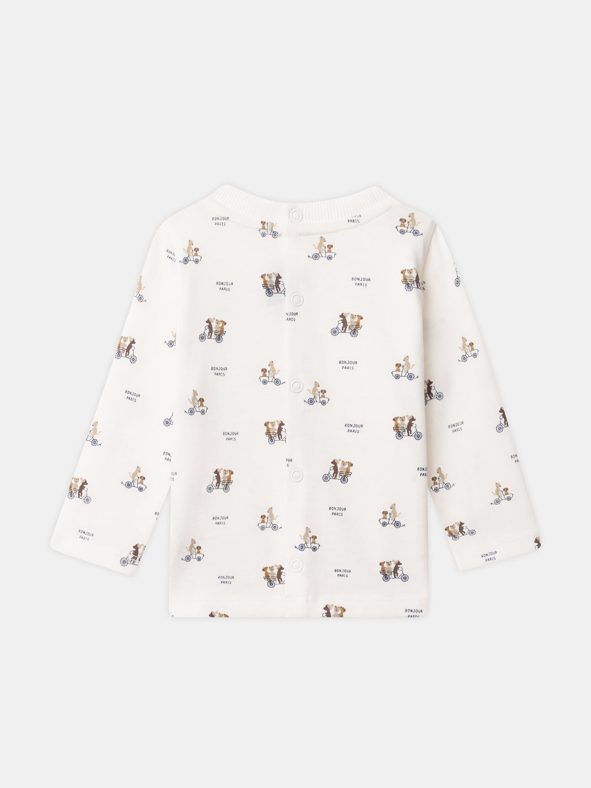 Ecru-T-Shirt mit Tierdruck und langen Ärmeln für Babys Jungen
