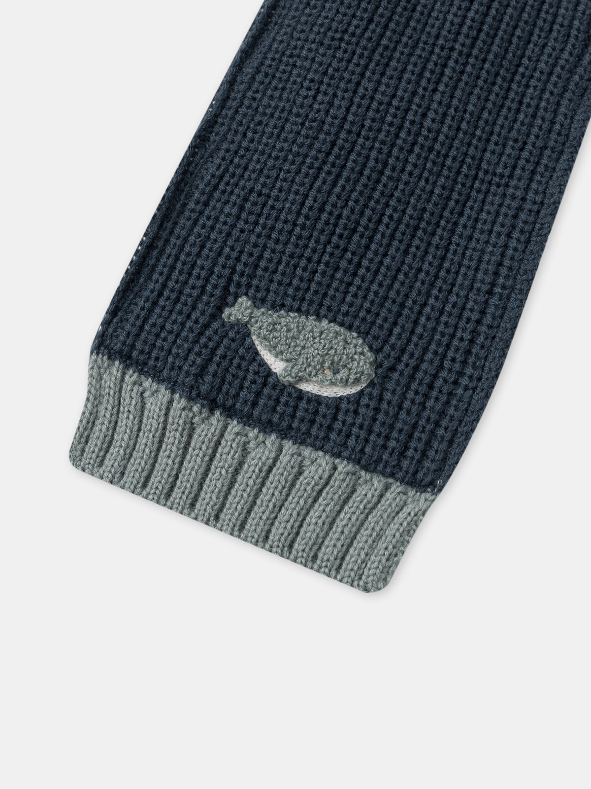 Marine-blauer Schal mit Wal-Stickerei Baby-Junge