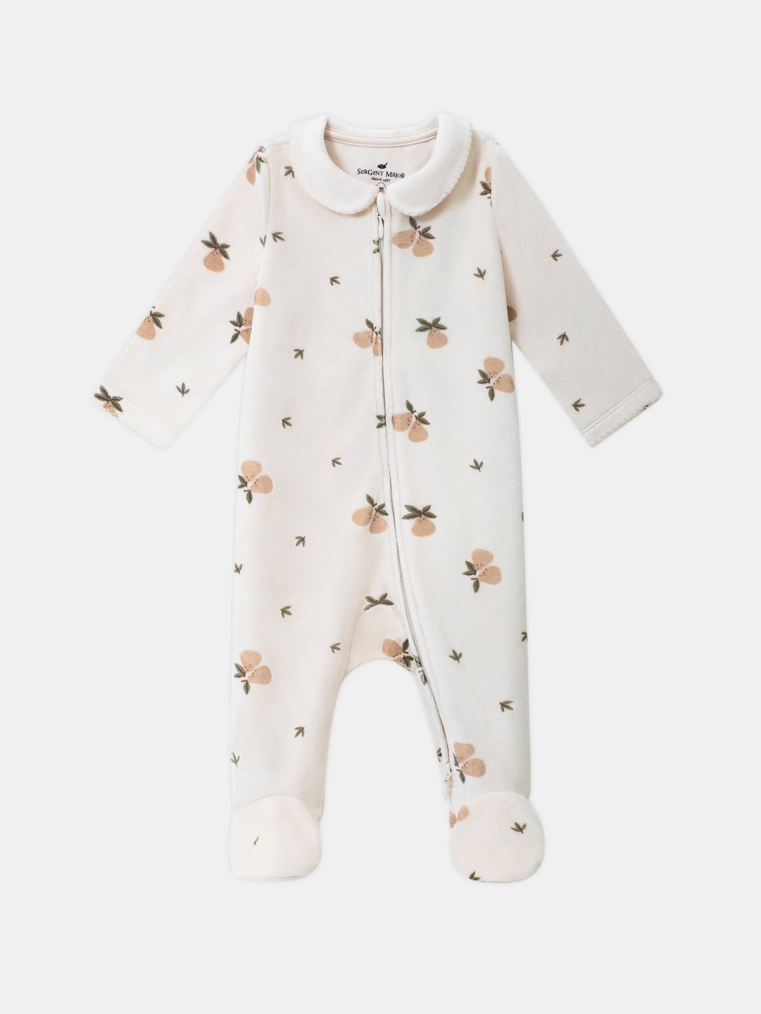 Samt-Pyjama-vanille-mit-Birnen-Muster-Baby-Mädchen
