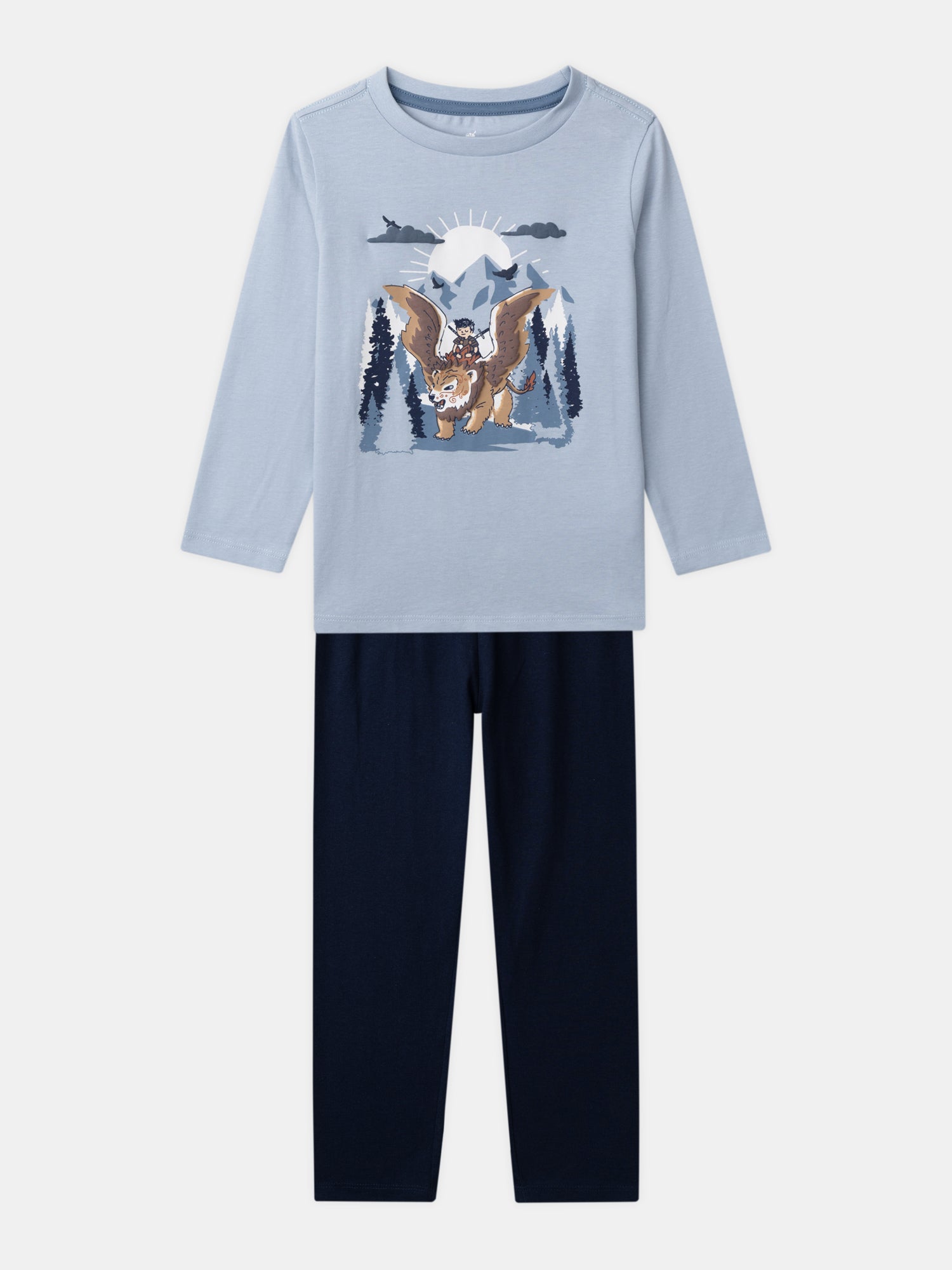 Himmelblauer und marinefarbener Griffon-Pyjama für Jungen