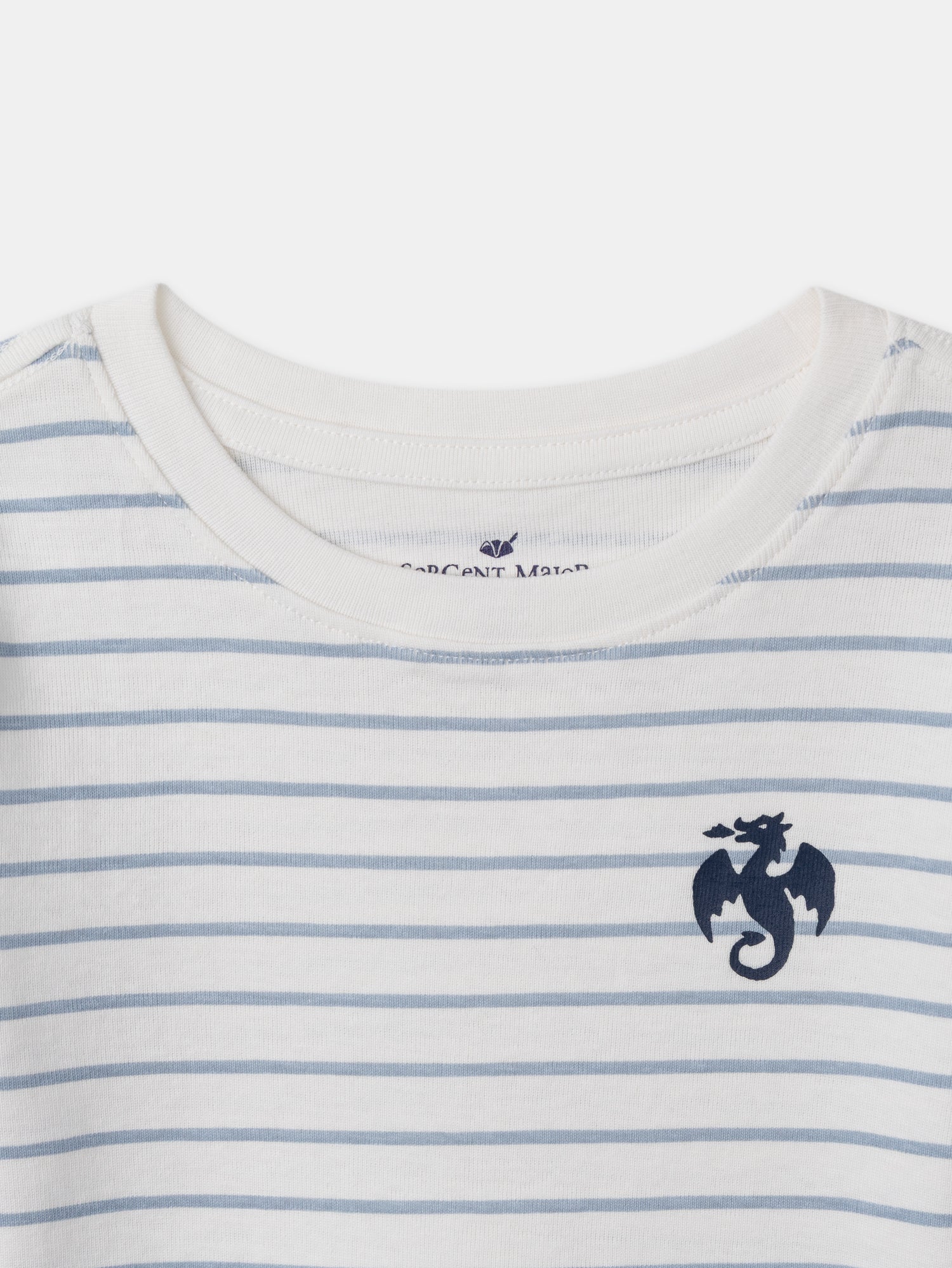 Set aus 2 Ecru-T-Shirts mit Drachenmotiv oder blauen Streifen für Jungen