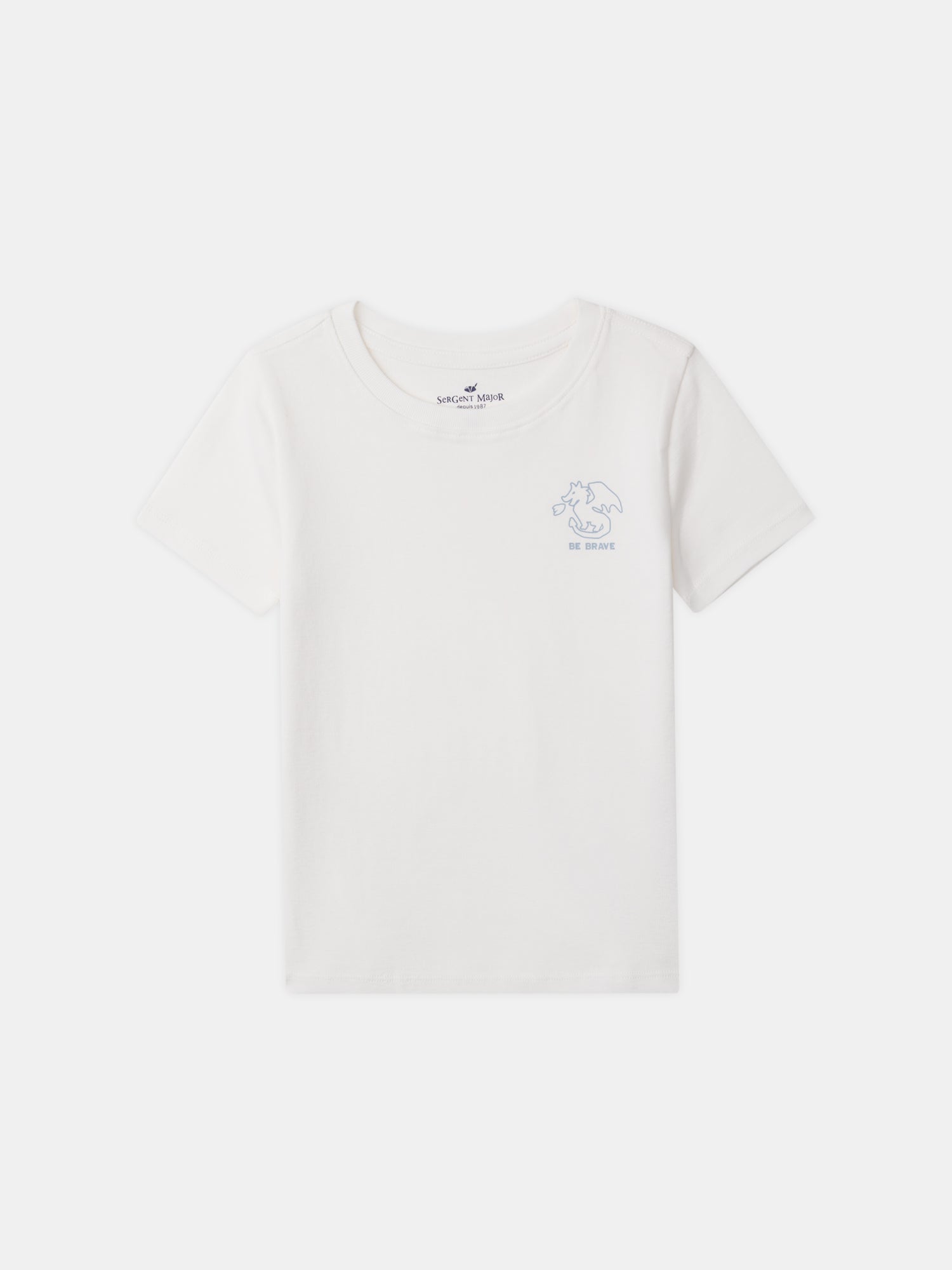 Set aus 2 Ecru-T-Shirts mit Drachenmotiv oder blauen Streifen für Jungen