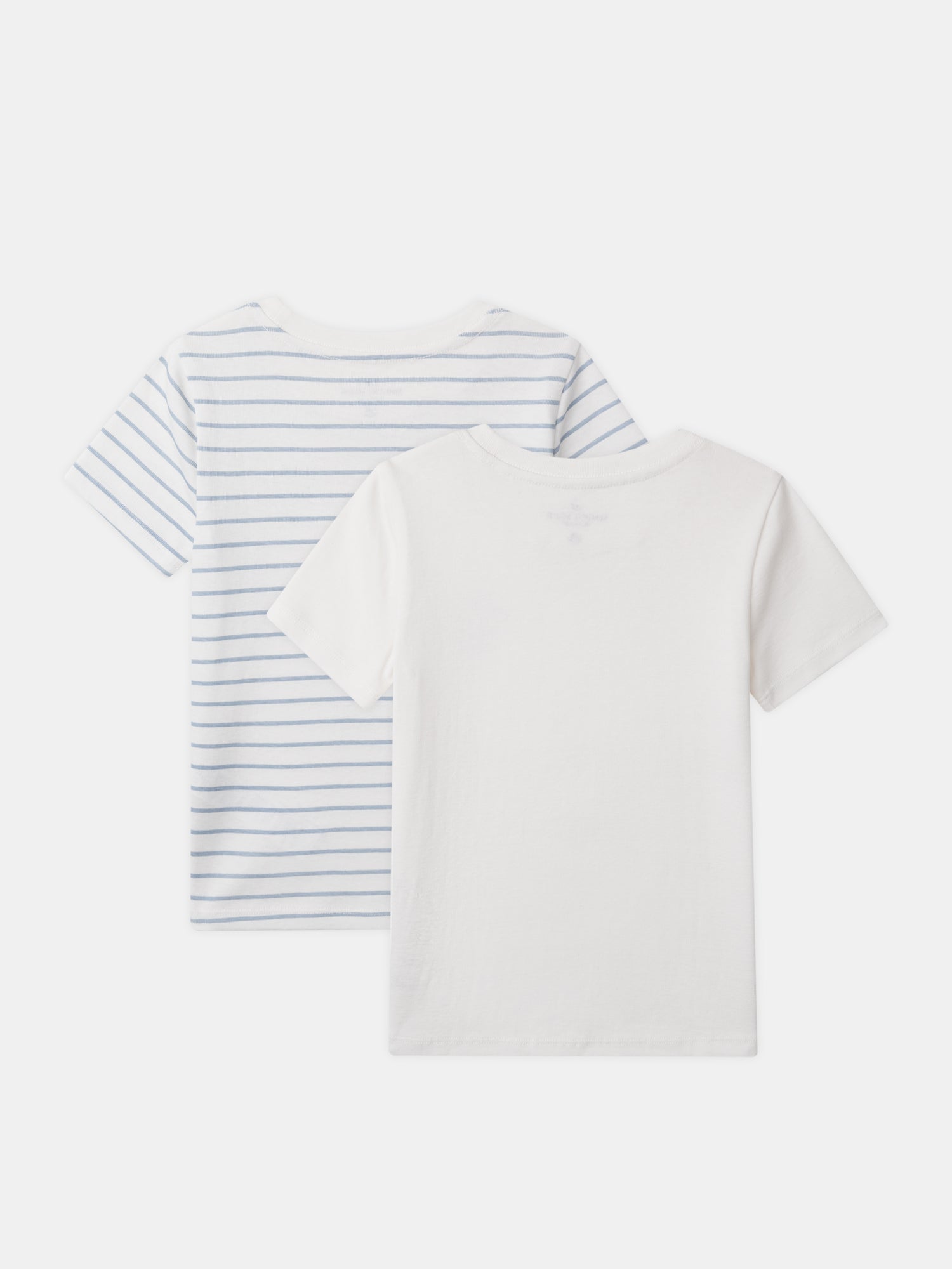 Set aus 2 Ecru-T-Shirts mit Drachenmotiv oder blauen Streifen für Jungen