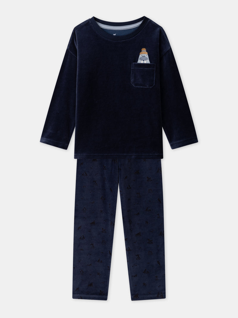 Marineblau-Pyjama-Robbe-Junge