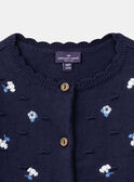 Texturierte marineblaue Strickjacke mit aufgestickten Blumen LACORRINE / 24H1BFJ2CAR070