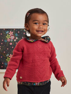 Baby Mädchen fuchsia rosa gestrickt Pullover mit Claudine Kragen BAMATHILDE / 21H1BFM1PUL304