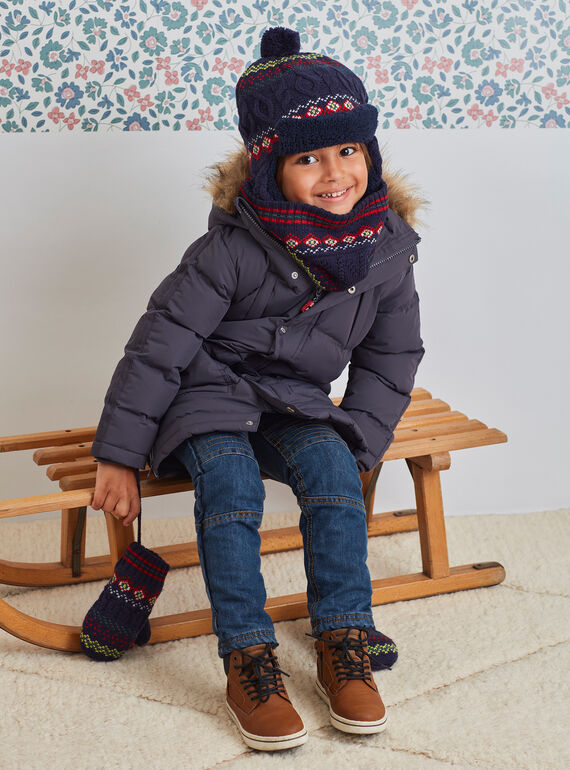 Dunkelgrauer Parka für Jungen mit Fleece-Futter BADOUNAGE / 21H3PGE3PARJ916