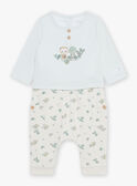 Blaues Bodysuit-T-Shirt, beige Hose und wassergrüne Socken FOREST / 23E0CG72ENS614