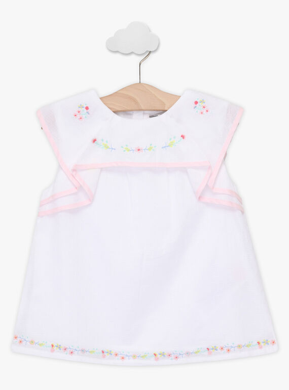Bluse mit Volants für Mädchen, ecrufarben TYBOETTE / 20E2PFJ1CHE000