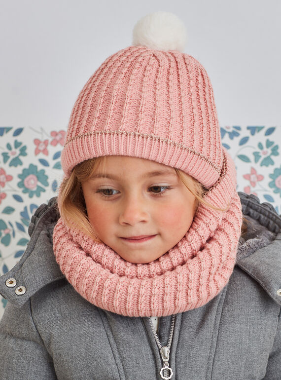 Blassrosa Strickmütze für Baby-Mädchen BLODAETTE / 21H4PFD1BOND300