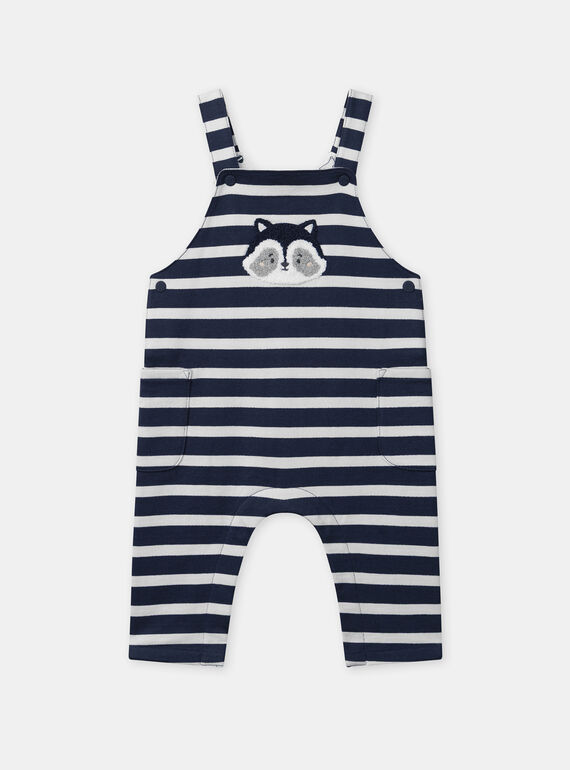 Latzhose mit marineblauen Streifen und mit Waschbär-Patch, Baby, Jungen NAIGOR / 25H1BGP4SALA015